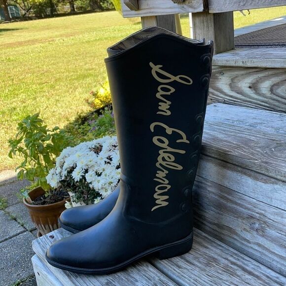 Sam Edelman Xenia Rubber High Rain Boots Shoes Size 10 Waterproof - Picture 2 of 9